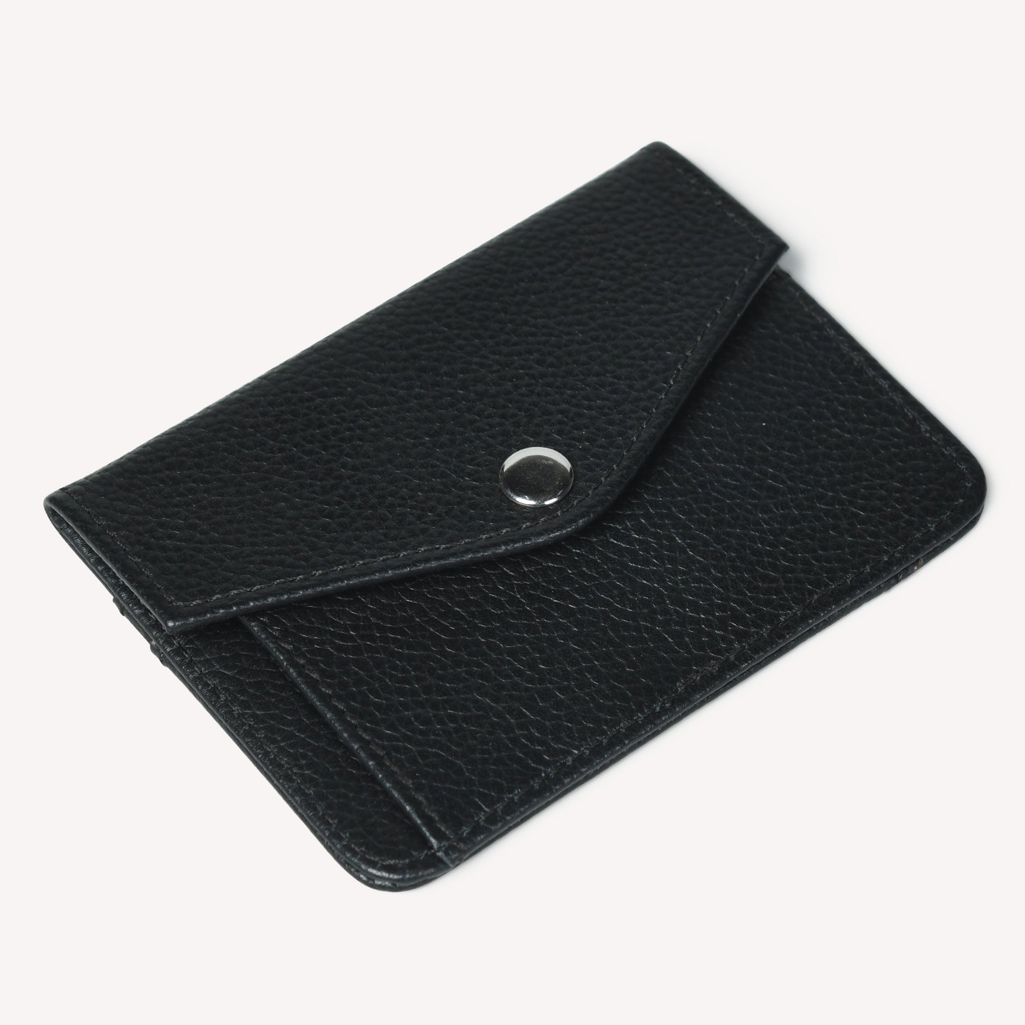 TAGLIO EDGE LEATHER CARD HOLDER FOR MEN – BLACK