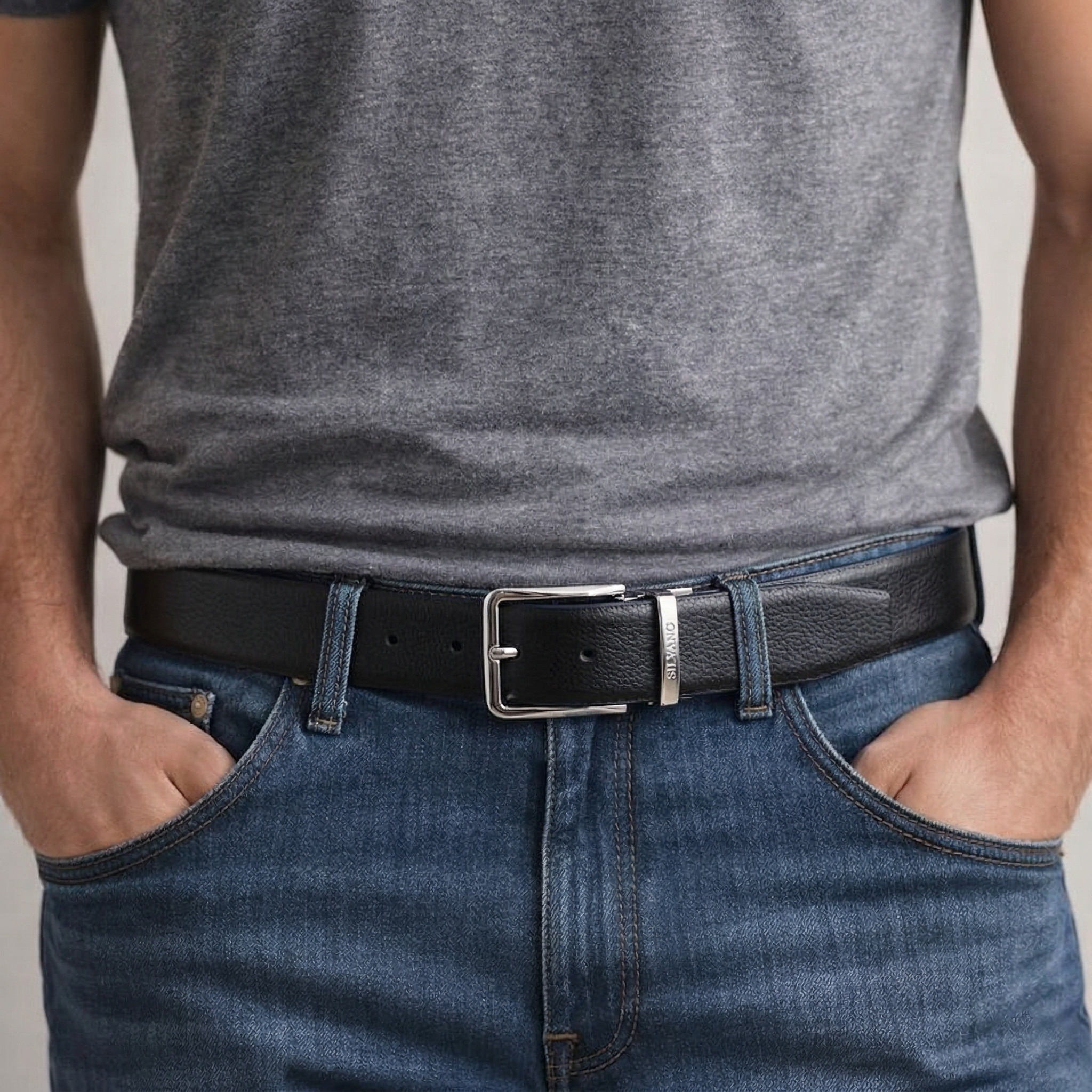 TOSCANO Belt FOR MEN – CAVIAR/BLUE DEPTHS