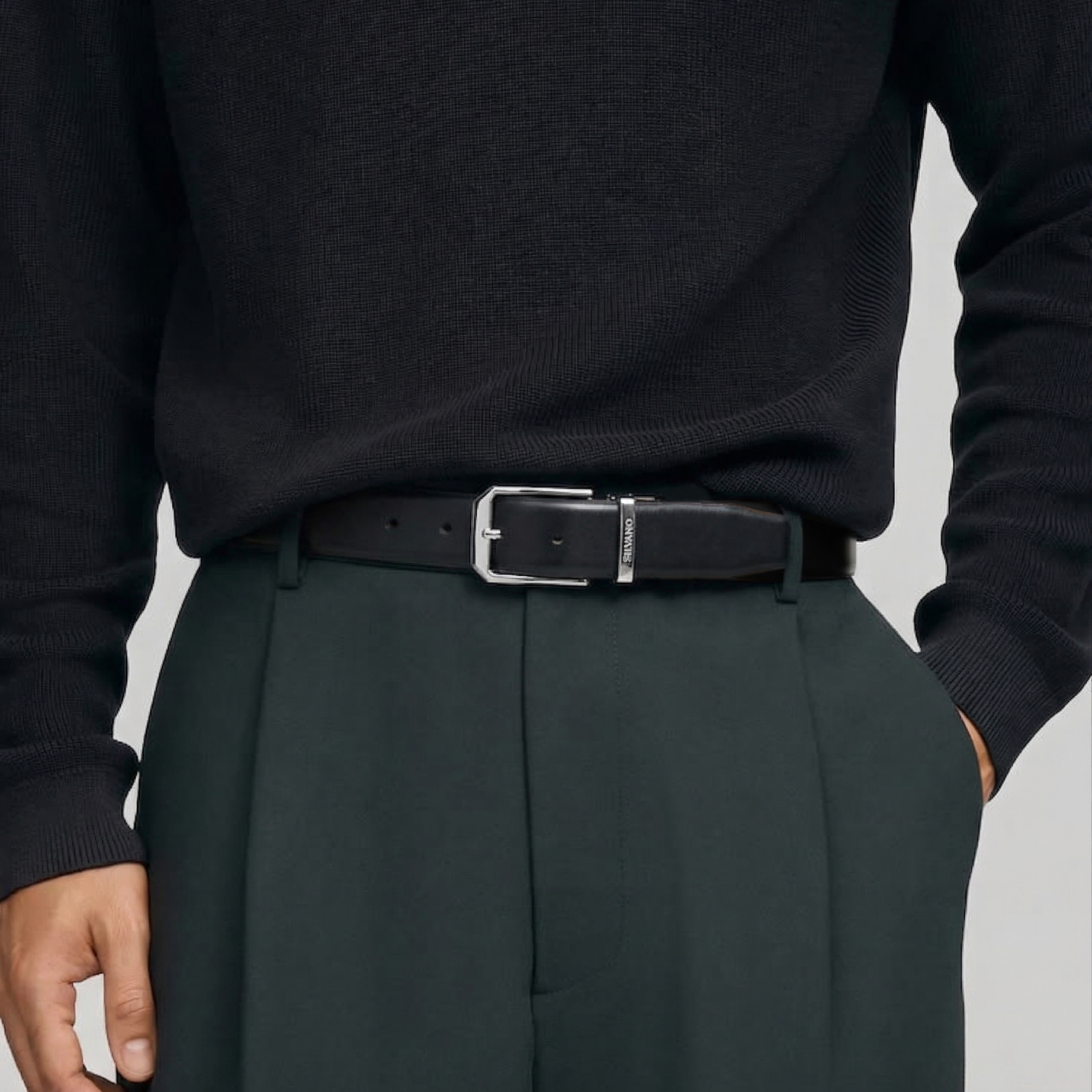 MIDNIGHT LEDGER Belt FOR MEN – CAVIAR/ BRONZE BROWN