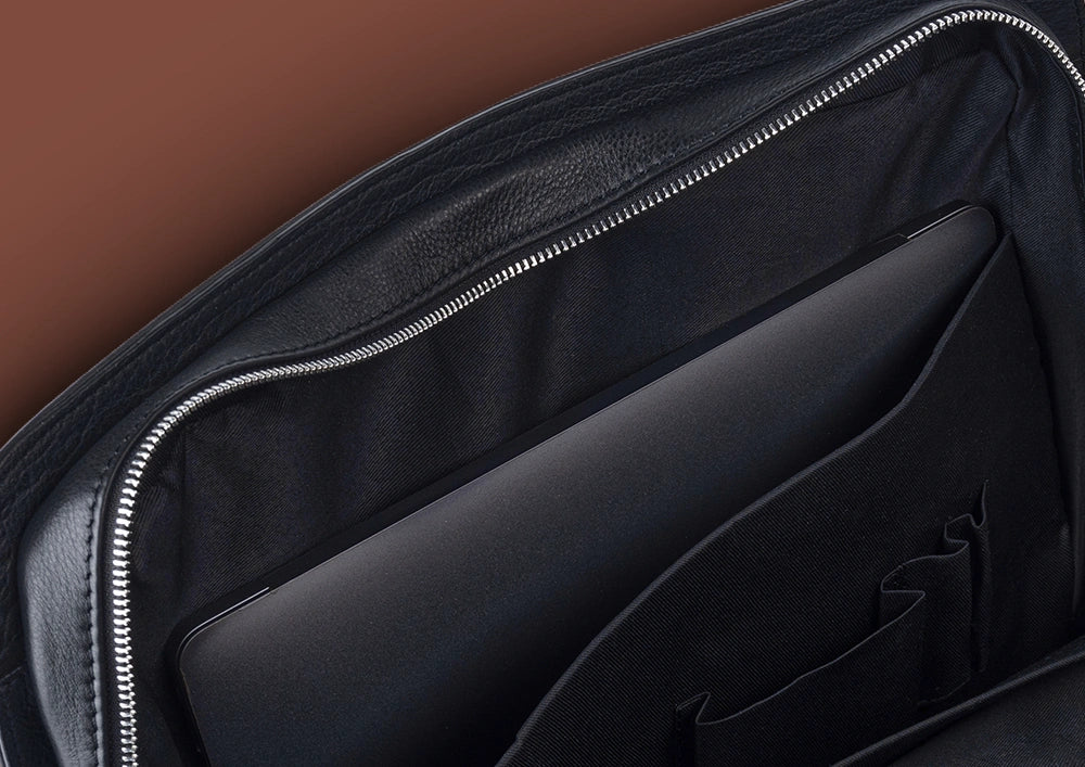 mayfair laptop bag - black leather laptop bag