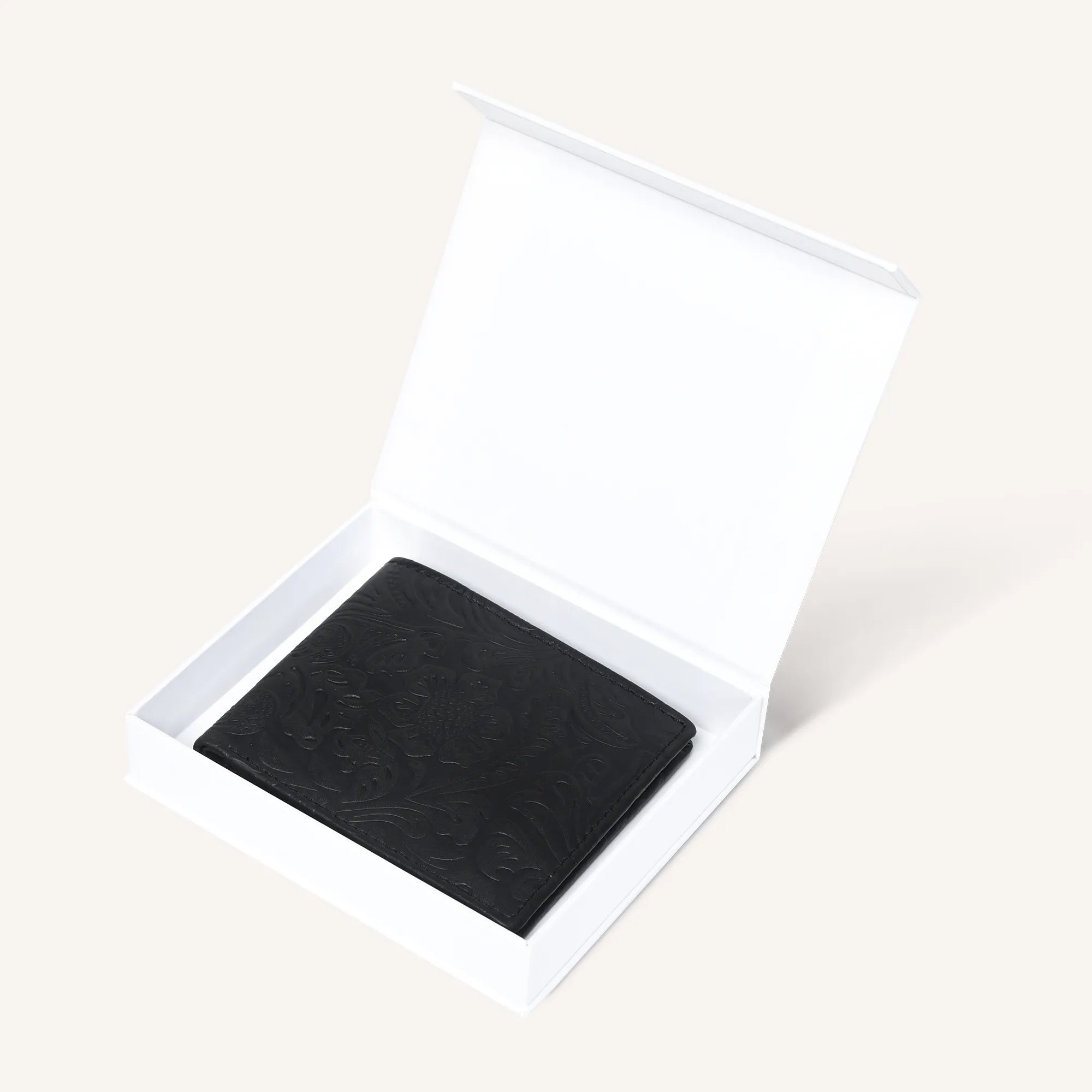 silvano vintage stash wallet - black leather wallet in a box