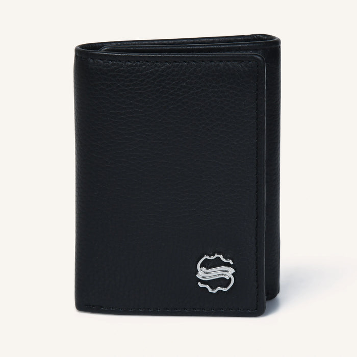 silvano fold forte tri-fold wallet - black leather wallet